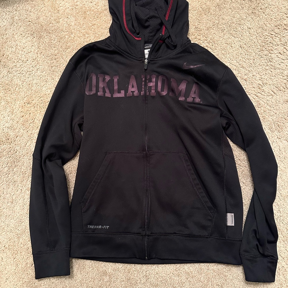 Nike Black Oklahoma Therma Fit Zip up Hoodie
